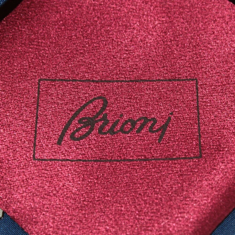 Brioni NWOT Neck Tie in Blue with Cream & Red Geometric Floral Print 100% Silk